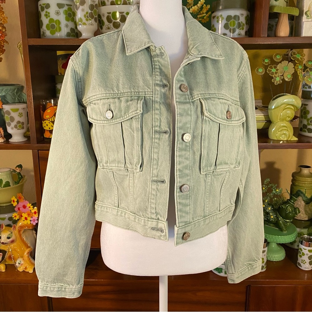 NWT GAP SZ Med Sage Green Denim Jacket